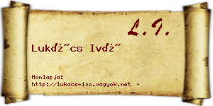 Lukács Ivó névjegykártya
